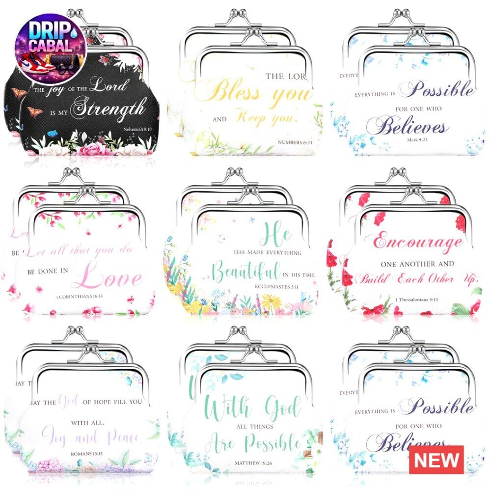 Vintage Kiss Lock Coin Purses Inspirational Bible Verse Travel Pouches Wallet